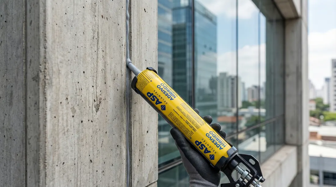 Aplicação de selante ASP PU40 HT em fachada